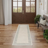 Nourison Santa Cruz Abstract Ivory Grey 2'2" x 7'6 Area Rug, Easy Cleaning, Non Shedding, Bed Room, Living Room, Dining Room, Kitchen (2x8)