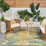 Nourison Aloha Floral Indoor/Outdoor Green Multicolor 5'3" x 7'5" Area Rug, Easy Clean, Non Shedding, Bed Room, Living Room, Dining Room, Backyard, Deck, Patio (5x7)