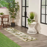 Nourison Aloha Indoor-Outdoor Ivory Green 2'3" x 8' Area Rug, Easy-Cleaning, Non Shedding, Bed Room, Living Room, Dining Room, Backyard, Patio, Deck (2x8)