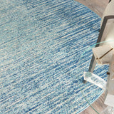 Nourison Passion Abstract Navy/Light Blue 5'3" x Round Area Rug, Easy Clean, Non Shedding, Bed Room, Living Room, Dining Room, Kitchen (5 Round)