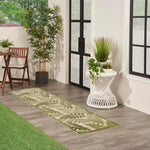 Nourison Aloha Indoor-Outdoor Ivory Green 2'3" x 8' Area Rug, Easy Cleaning, Non Shedding, Bed Room, Living Room, Dining Room, Backyard, Patio, Deck (2x8)
