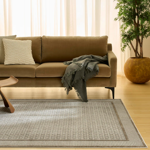 Nourison Nordic Ivory Grey 4' x 6' Area Rug - Easy Clean, Non Shedding, Bed Room, Living Room, Dining Room, Kitchen (4' x 6')