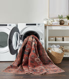 Nourison Brilliance Machine Washable Traditional Vintage Blue/Brick 4' x 6' Area -Rug, Easy -Cleaning, Non Shedding, Bed Room, Living Room, Dining Room, Kitchen (4x6)