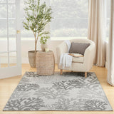 Nourison Garden Oasis Indoor-Outdoor Grey 4' x 6' Area Rug, Easy Cleaning, Non Shedding, Bed Room, Living Room, Dining Room, Backyard, Deck, Patio (4x6)