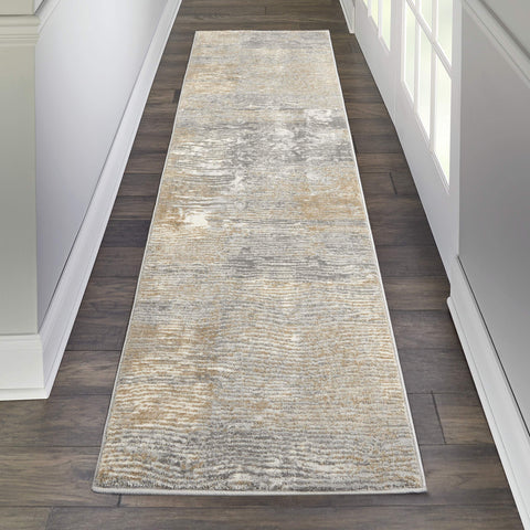 Nourison Solace Modern Abstract Grey/Beige 2'3" x 7'3" Area Rug, Easy Cleaning, Non Shedding, Bed Room, Living Room, Dining Room, Kitchen, (7' Runner)