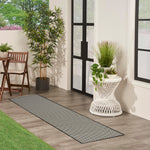 Nourison Courtyard Black White 2'2" x 8' Area Rug - Easy Clean, Non Shedding, Bed Room, Living Room, Dining Room, Kitchen (8' Runner)