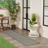 Nourison Courtyard Black White 2'2" x 8' Area Rug - Easy Clean, Non Shedding, Bed Room, Living Room, Dining Room, Kitchen (8' Runner)