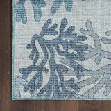 Nourison Garden Oasis Indoor/Outdoor Blue 5' x 7' Area Rug, Easy Cleaning, Non-Shedding, Bed Room, Living Room, Dining Room, Backyard, Deck, Patio (5x7)