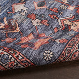 Nourison Brilliance Machine Washable Traditional Vintage Navy/Brick 2' x 4' Area Rug, Easy Clean, Non Shedding, Bed Room, Living Room, Dining Room, Kitchen (2x4)