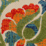 Nourison Aloha Indoor/Outdoor Red Multicolor 5'3" x Round Area -Rug, Easy -Cleaning, Non Shedding, Bed Room, Living Room, Dining Room, Backyard, Deck, Patio (5 Round)