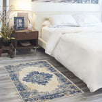 Nourison Grafix Traditional White 3' x 5' Area-Rug, Easy-Cleaning, Non Shedding, Bed Room, Living Room, Dining Room, Kitchen (3x5)