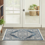 Nourison Geneva Lt.Blue/Ivory 2'2" x 3'9" Area -rug, Traditional, French Country, Easy -cleaning, Non Shedding, Bed Room, Living Room, Dining Room, Kitchen, (2' x 4')