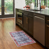 Nourison Brilliance Machine Washable Traditional Vintage Blue/Brick 2' x 4' Area Rug, Easy Clean, Non Shedding, Bed Room, Living Room, Dining Room, Kitchen (2x4)