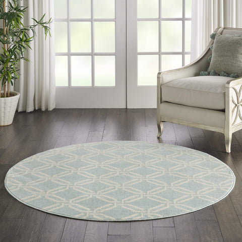 Nourison JUB17 Jubilant Retro Trellis Green Area Rug 5'XROUND, 5'3" x Round