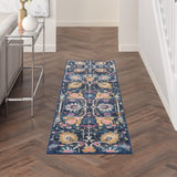 Nourison Passion Navy 1'10'' x 6' Area-Rug, Boho, Moroccan, Bed Room, Living Room, Dining Room, Kitchen, Easy-Cleaning, Non Shedding, (6' Runner)