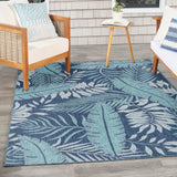 Nourison Garden Oasis Indoor-Outdoor Navy 5' x 7' Area Rug, Easy-Cleaning, Non Shedding, Bed Room, Living Room, Dining Room, Backyard, Deck, Patio (5x7)