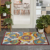 Nourison Aloha Indoor/Outdoor Multicolor 2'8" x 4' Area Rug, Floral, Contemporary, Easy Cleaning, Non Shedding, Bed Room, Living Room, Deck, Backyard, (3' x 4')