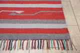 Nourison Baja Tribal Grey/Red 3'6" x 5'6" Area -rug, Easy -cleaning, Non Shedding, Bed Room, Living Room, Dining Room, Kitchen (3x5)