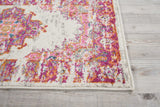 Nourison Passion Ivory/Fuchsia 1'10" x 6' Area Rug, Boho, Traditional, Easy Clean, Non Shedding, Bed Room, Living Room, Hallway, (6' Runner)