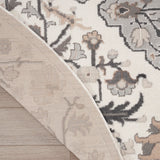 Nourison Elation Transitional Ivory Grey 5'3" x Round Area -Rug, Easy -Cleaning, Non Shedding, Bed Room, Living Room, Dining Room, Kitchen (5 Round)