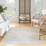 Nourison Astra Machine Washable Moroccan Ivory 6'7" x 9' Area Rug, Easy Clean, Non Shedding, Bed Room, Living Room, Dining Room, Kitchen (7x9)