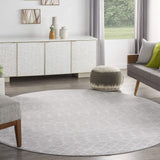 Nourison Whimsicle Moroccan Grey 5' x Round Area Rug, Easy Cleaning, Non Shedding, Bed Room, Living Room, Dining Room, Kitchen (5 Round)