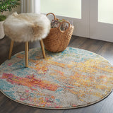 Nourison Celestial Modern Abstract Sealife 5'3" x Round Area -Rug, Easy -Cleaning, Non Shedding, Bed Room, Living Room, Dining Room, Kitchen (5 Round)