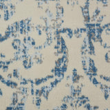 Nourison Jubilant Damask Ivory/Blue 8'6" x 12' Area Rug, Easy Clean, Non Shedding, Bedroom, Living Room, Dining Room, Kitchen