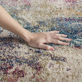 Nourison Fusion Artistic Cream/Multi 2'2" x 7'6" Area-Rug, Easy-Cleaning, Non Shedding, Bed Room, Living Room, Dining Room, Kitchen (2x7)