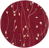 Nourison Grafix Red 4' x Round Area Rug, Modern, Botanical , Bed Room, Living Room, Dining Room, Kitchen, Easy Clean, Non Shedding, (4' Round)
