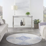 Nourison Whimsicle Tribal Grey Blue 5' x Round Area Rug, Easy Cleaning, Non Shedding, Bed Room, Living Room, Dining Room, Kitchen (5 Round)