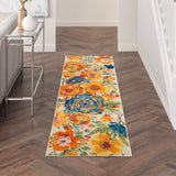 Nourison Allur Modern Floral Ivory Multicolor 2'3" x 7'6" Area -Rug, Easy -Cleaning, Non Shedding, Bed Room, Living Room, Dining Room, Kitchen (2x8)" }