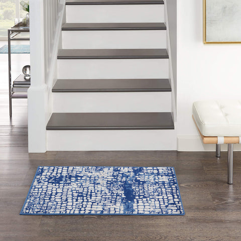 Nourison Whimsicle Abstract Ivory Navy 2' x 3' Area Rug, Easy Cleaning, Non Shedding, Bed Room, Living Room, Dining Room, Kitchen (2x3)
