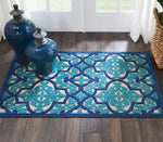 Nourison Aloha Indoor/Outdoor Navy 2'8" x 4' Area Rug, Tropical, Botanical, Easy Cleaning, Non Shedding, Bed Room, Living Room, Dining Room, Deck, Backyard, Patio (3x4)