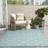 Nourison Easy Care 6' x 9' Fabric Aqua Teal Modern Indoor/Outdoor Rug