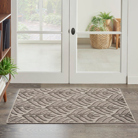 Nourison Aloha Indoor/Outdoor Charcoal 2'8" x 4' Area Rug, Easy Cleaning, Non Shedding, Bed Room, Living Room, Dining Room, Backyard, Deck, Patio (3x4)