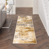Nourison Grafix Modern Beige Blue 2'3" x 7'6" Area -Rug, Easy -Cleaning, Non Shedding, Bed Room, Living Room, Dining Room, Kitchen (2x8)