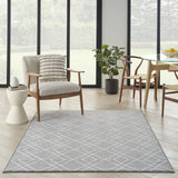 Nourison Modern Lines Modern Geometric Silver 5' x 7' Area-Rug, Easy-Cleaning, Non Shedding, Bed Room, Living Room, Dining Room, Kitchen (5x7)