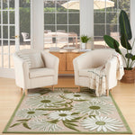 Nourison Aloha 4' x 6' Ivory Green Fabric Outdoor Area Rug (4' x 6')