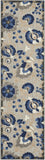 Nourison Aloha Indoor/Outdoor Natural/Blue 2' x 6' Area Rug, Easy Cleaning, Non Shedding, Bed Room, Living Room, Dining Room, Backyard, Deck, Patio (2x6)