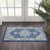 Nourison Tranquil Ivory/Navy 2' x 4' Area Rug - Easy Clean, Non Shedding, Bed Room, Living Room, Dining Room, Kitchen (2' x 4')