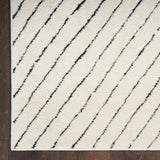 Nourison Cozy Modern Ivory Black 2'2" x 10' Area Rug Easy Clean, Non Shedding, Bed Room, Living Room, Dining Room, Kitchen (10' Runner)