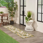 Nourison Aloha Indoor/Outdoor Ivory Green 2' x 6' Area Rug, Easy-Cleaning, Non Shedding, Bed Room, Living Room, Dining Room, Backyard, Patio, Deck (2x6)