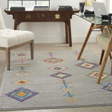 Nourison Passion Bohemian Grey/Multi 2'2" x 7'6" Area -Rug, Easy -Cleaning, Non Shedding, Bed Room, Living Room, Dining Room, Kitchen (2x8)