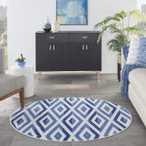Nourison Whimsicle Diamond Ivory Blue 5' x Round Area Rug, Easy Cleaning, Non Shedding, Bed Room, Living Room, Dining Room, Kitchen (5 Round)