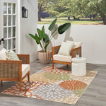 Nourison Aloha Indoor-Outdoor Ivory Multicolor 5'3" x 7'5" Area Rug, Easy Cleaning, Non Shedding, Bed Room, Living Room, Dining Room, Backyard, Deck, Patio (5x7)