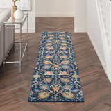 Nourison Passion Navy 2'2" x 10' Area Rug, Boho, Moroccan, Bed Room, Living Room, Dining Room, Kitchen, Easy Cleaning, Non Shedding, (10' Runner)