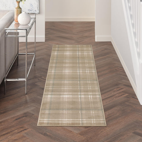 Nourison Grafix Taupe 2'3" x 10' Area Rug Easy Clean, Non Shedding, Bed Room, Living Room, Dining Room, Kitchen (10' Runner)