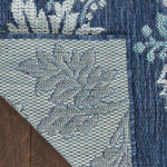 Nourison Garden Oasis Indoor/Outdoor Navy 5' x 7' Area Rug, Easy-Cleaning, Non Shedding, Bed Room, Living Room, Dining Room, Backyard, Deck, Patio (5x7)