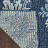 Nourison Garden Oasis Indoor/Outdoor Navy 5' x 7' Area Rug, Easy-Cleaning, Non Shedding, Bed Room, Living Room, Dining Room, Backyard, Deck, Patio (5x7)